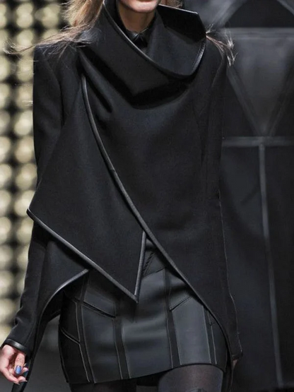 Loose Asymmetric Lapel Zipper Jacket