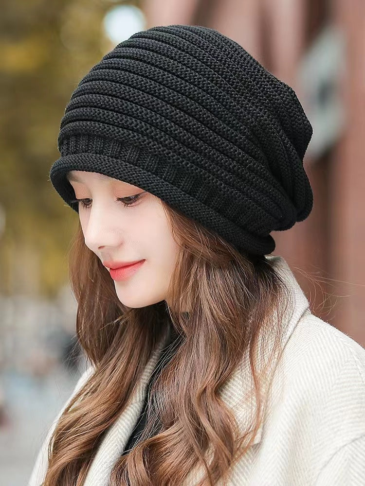 Woolen Fashion Khaki Warm Knit Wrap Hat