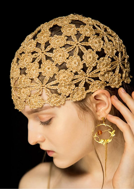 Fashion Handmade Floral Cutout Knit Hat