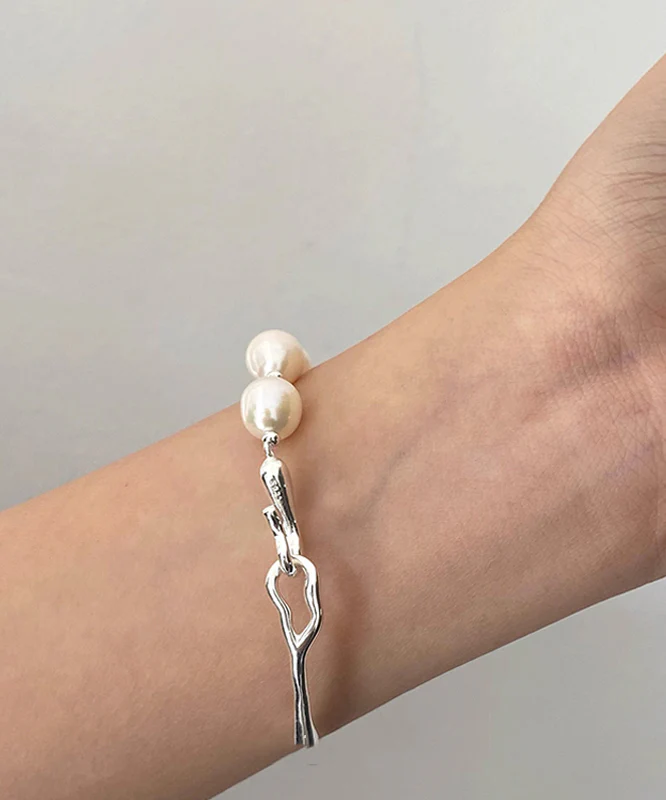 Fashion White Sterling Silver Pearl Bracelet