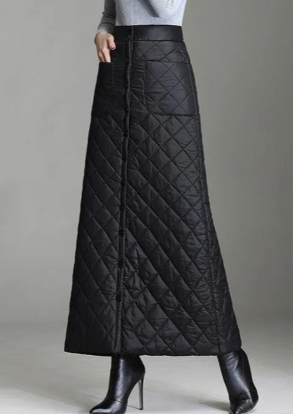 Feathered Cotton High Waisted Long Skirt