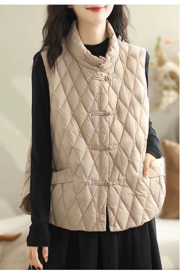 Red Side-Button Cotton Vest