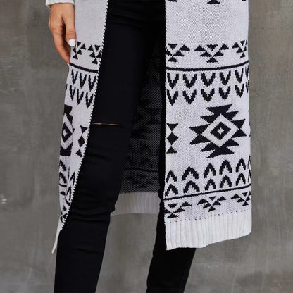 Loose Cardigan Snowflake Geometric Knit Sweater