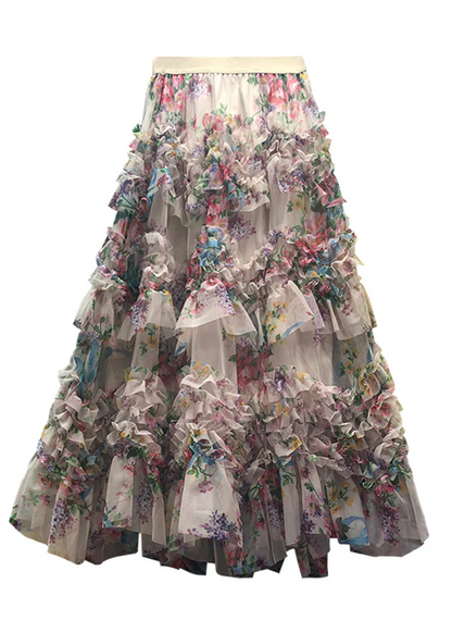 Women's Floral Ruffle Tulle Cake Dress Spring Summer