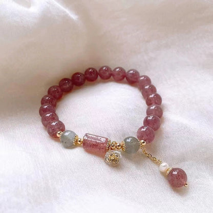 Natural Crystal Beaded Charm Bracelet