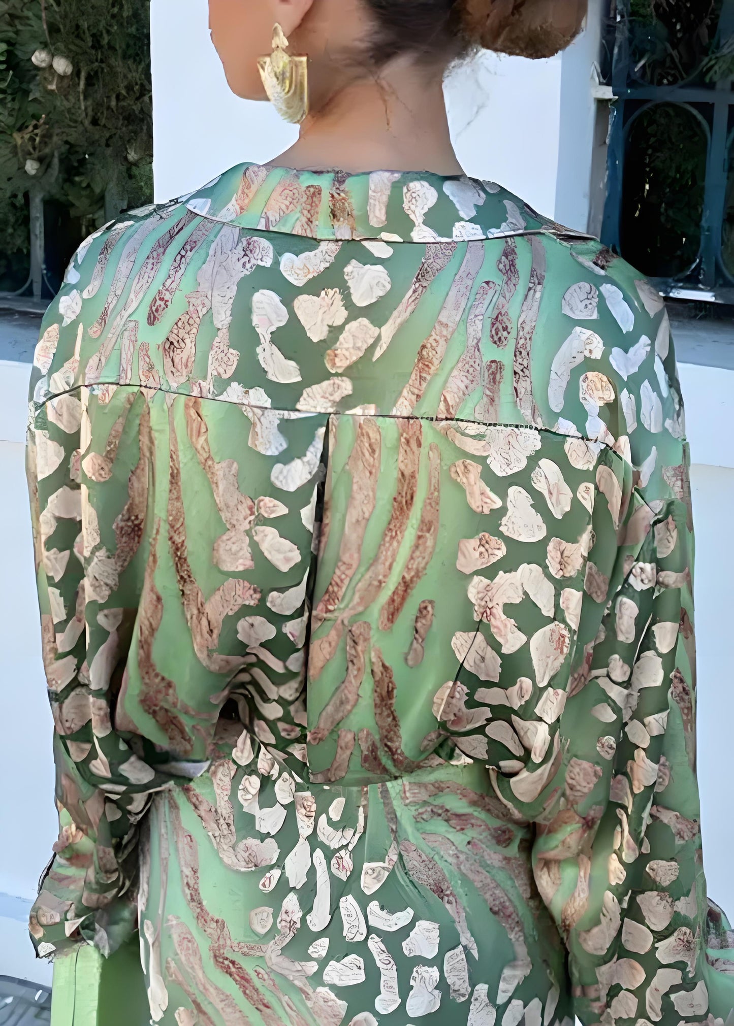 Women's festivalsParty Green Leopard Print Shirt and Skirt Two Piece Set Spring