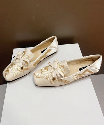 Vintage Black Embroidered Flats