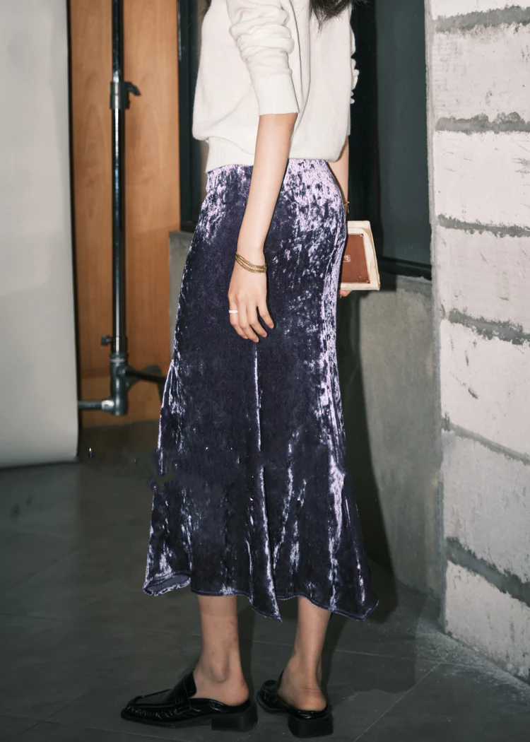 Women's High Waisted Velvet Halter Skirt