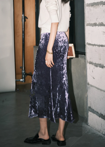 Women's High Waisted Velvet Halter Skirt