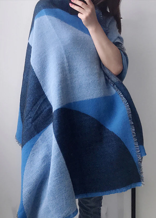 Plaid Tasseled Faux Cashmere Warm Travel Shawl