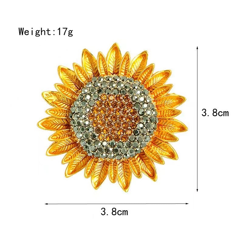 Elegant Sunflower Brooch with Diamonds Accessory