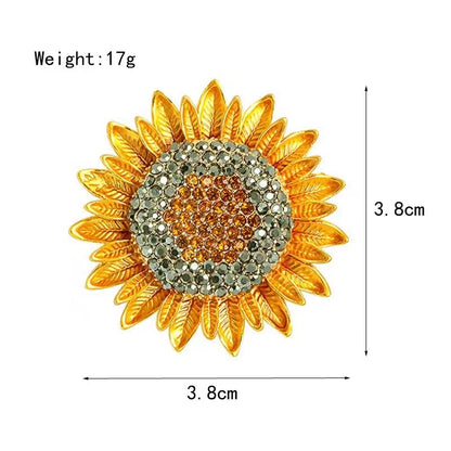 Elegant Sunflower Brooch with Diamonds Accessory