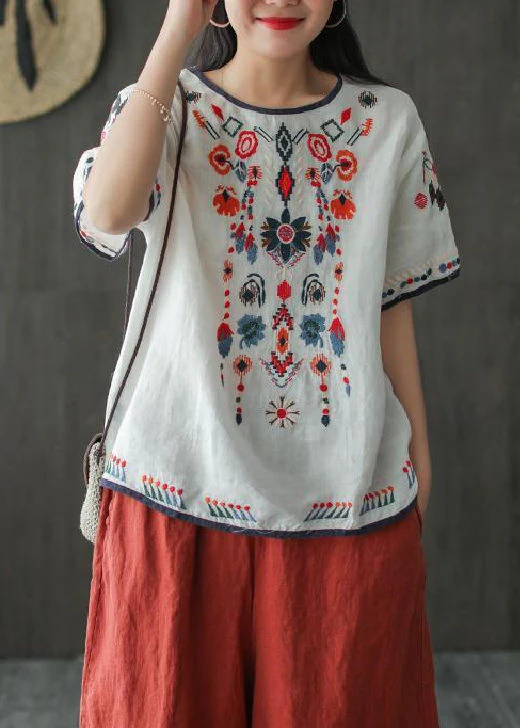 Women's Bohemian White Embroidery Cotton Summer