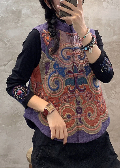 Vintage Embroidered Floral Button Vest