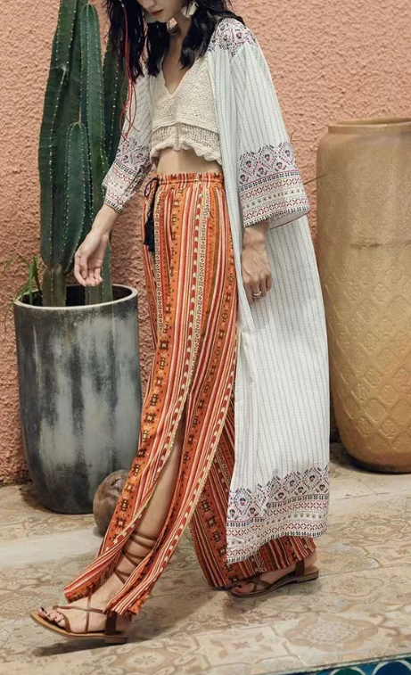 Bohemian Print Beach Sun Screen Thin Jacket
