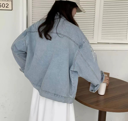 Fashion Handmade Beaded Beading Embellished Denim Jacket Top