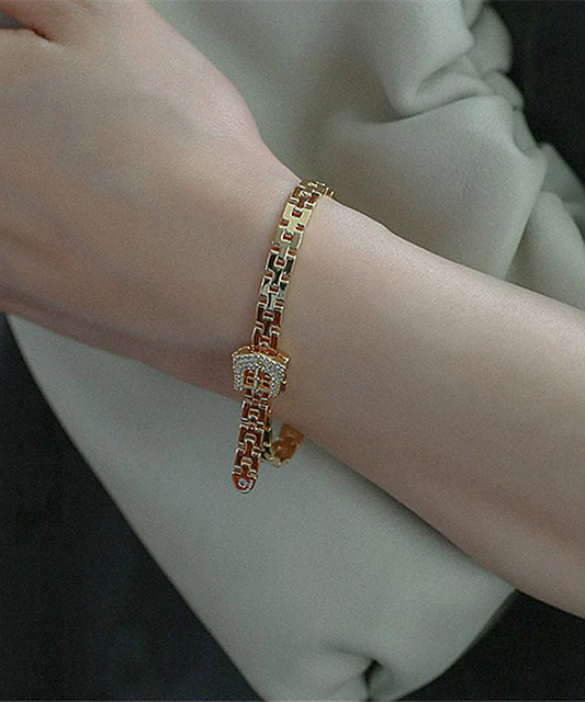 Gold Copper Plated Zirconia Chain Bracelet