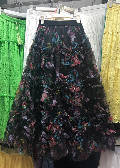 Women's Floral Ruffle Tulle Cake Dress Spring Summer