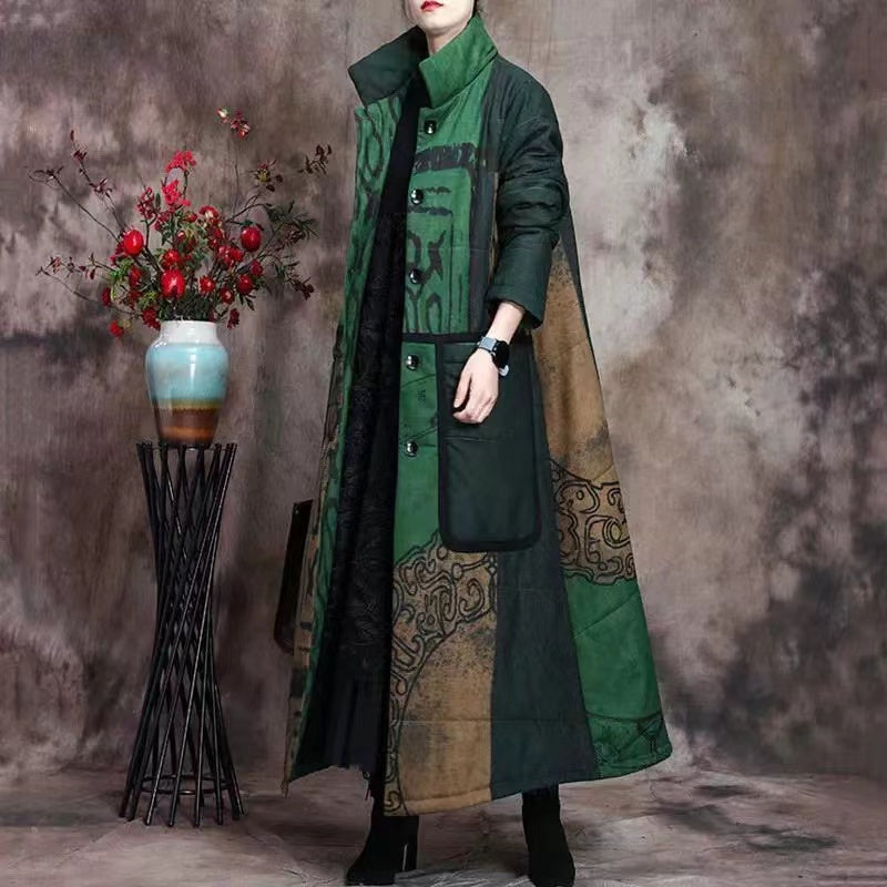 Printed Pocket Thickened Cotton Jacket