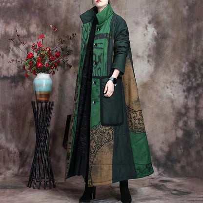 Printed Pocket Thickened Cotton Jacket