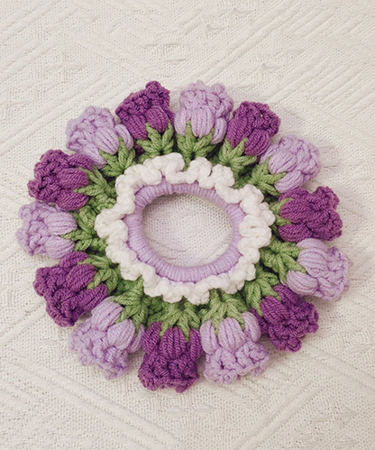 Women's Pink Knitted Cotton Thread Suzuran Flower Hair Band