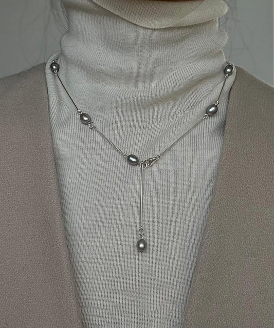 Women's Accessories Stainless Steel Pearl Lasso Necklace
