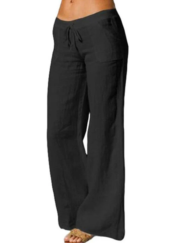Women's Large Size Women's White Linen Trousers