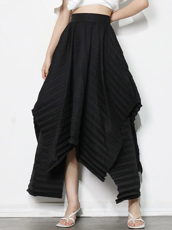 Italy Pink Waist Pleat Irregular Hem Skirt