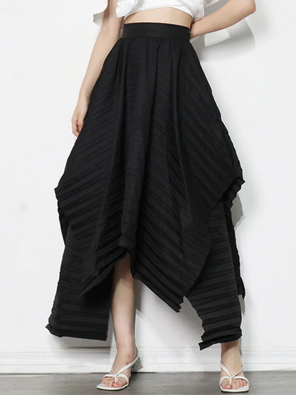 Italy Pink Waist Pleat Irregular Hem Skirt