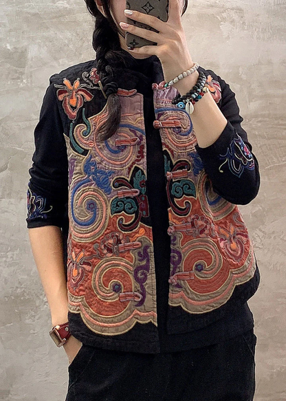 Vintage Embroidered Floral Button Vest