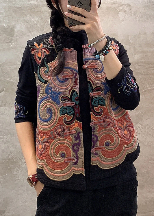 Vintage Embroidered Floral Button Vest