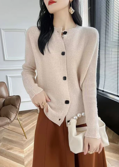Women's Round Neck Button Down Cotton Knitted Cardigan