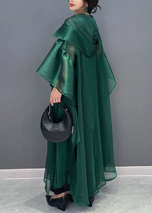 Women's Party Emerald Ruffled Patchwork Silk Cardigan