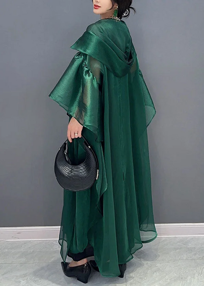 Women's Party Emerald Ruffled Patchwork Silk Cardigan