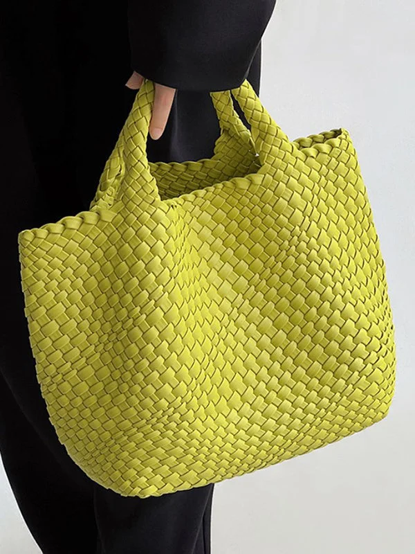 Ladies Beach Holiday Solid Color Woven Tote Bag Tote Bag