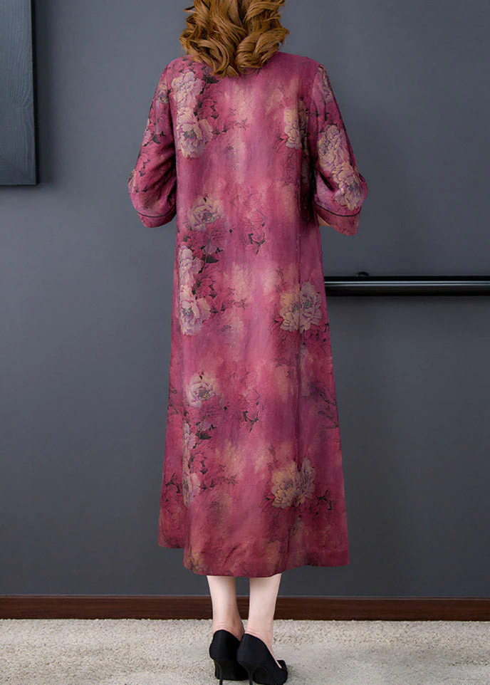 Women's Plus Size Purple Lapel Printed Button Down Dress