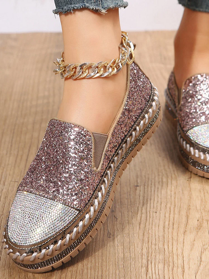 Sequined One-Step Loafers
