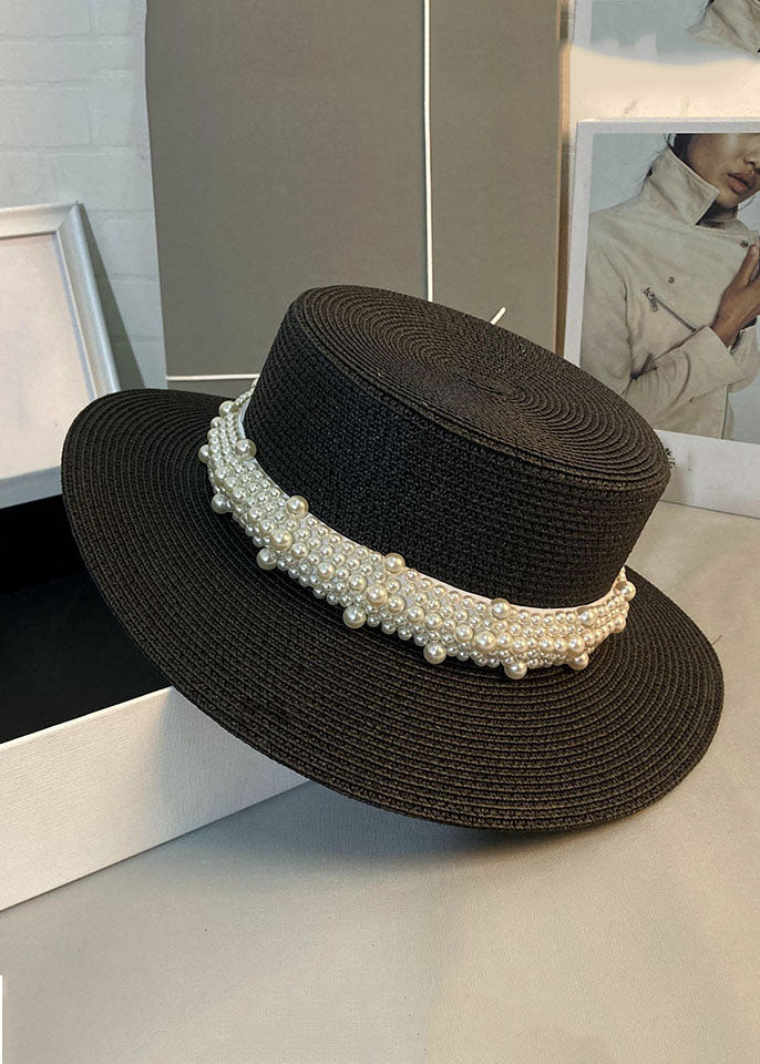 Stylish and versatile pearl straw bell shaped hat