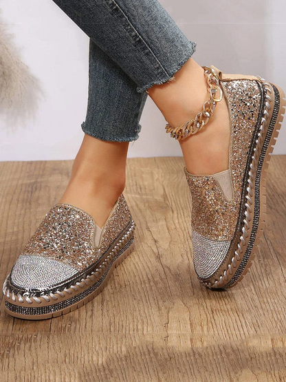 Sequined One-Step Loafers