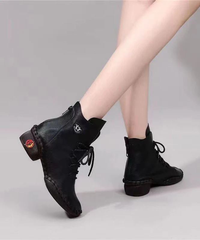 Chic Leather Boots Patchwork Cross Strap