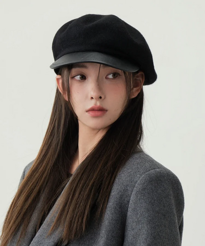 Women's White Solid Color Wool Beret