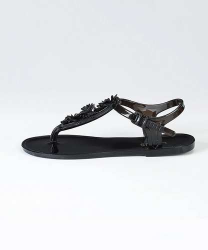 Green Floral Patchwork Beach Flip Flop Sandals
