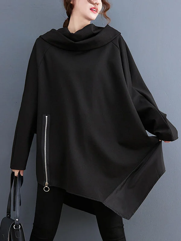 Fashion Loose Irregular Zip Long Sleeve Sweatshirt
