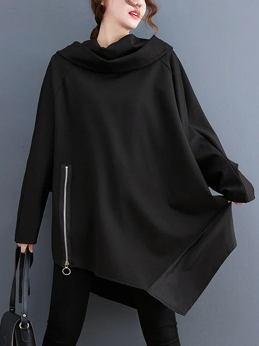 Fashion Loose Irregular Zip Long Sleeve Sweatshirt