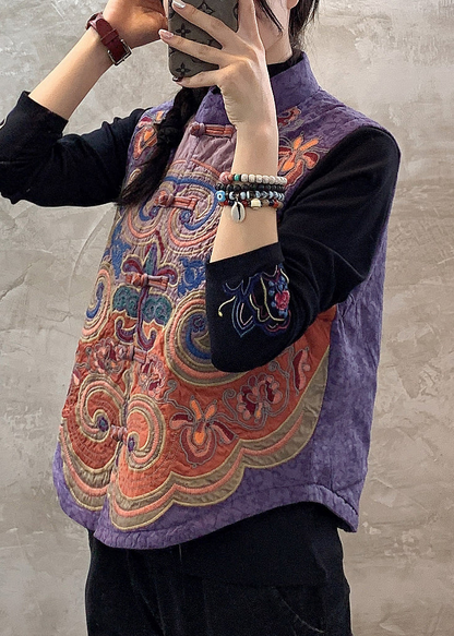 Vintage Embroidered Floral Button Vest