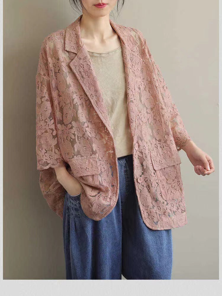 Fashion Blazer Lace Pocket
