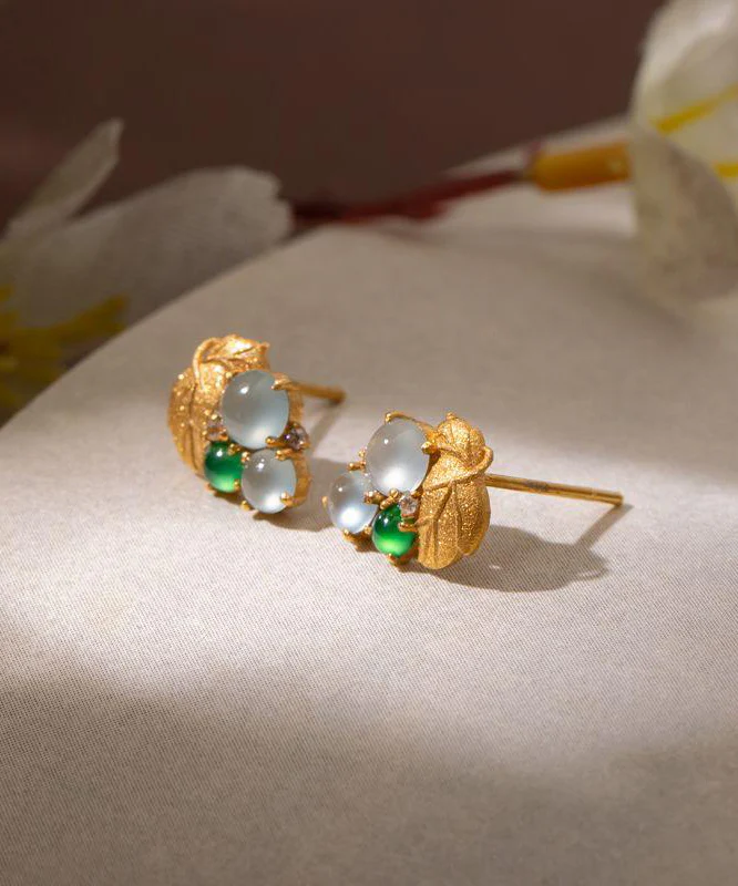 Party with Gold Sterling Silver Plated Emerald Grape Earrings