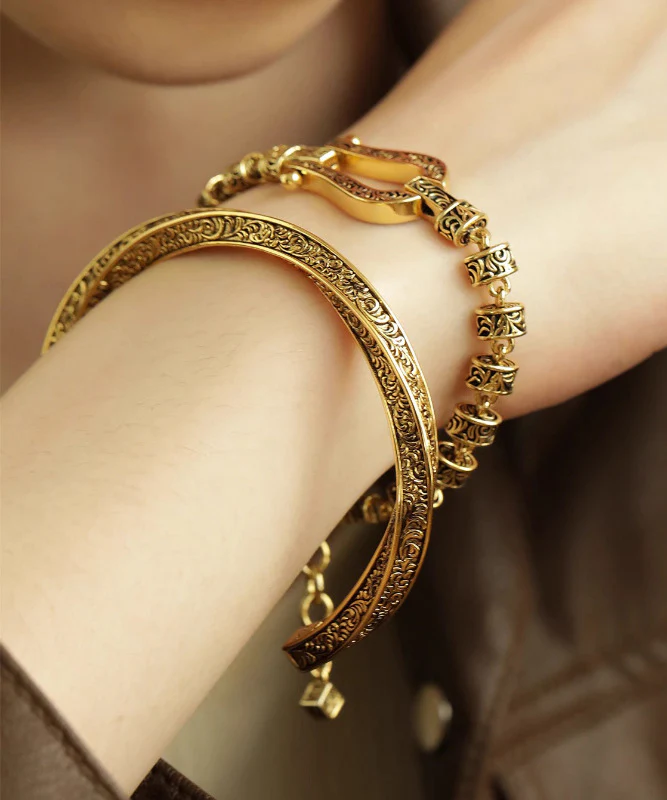 Women's Vintage Gold Antique Gold Bracelet Set of Two