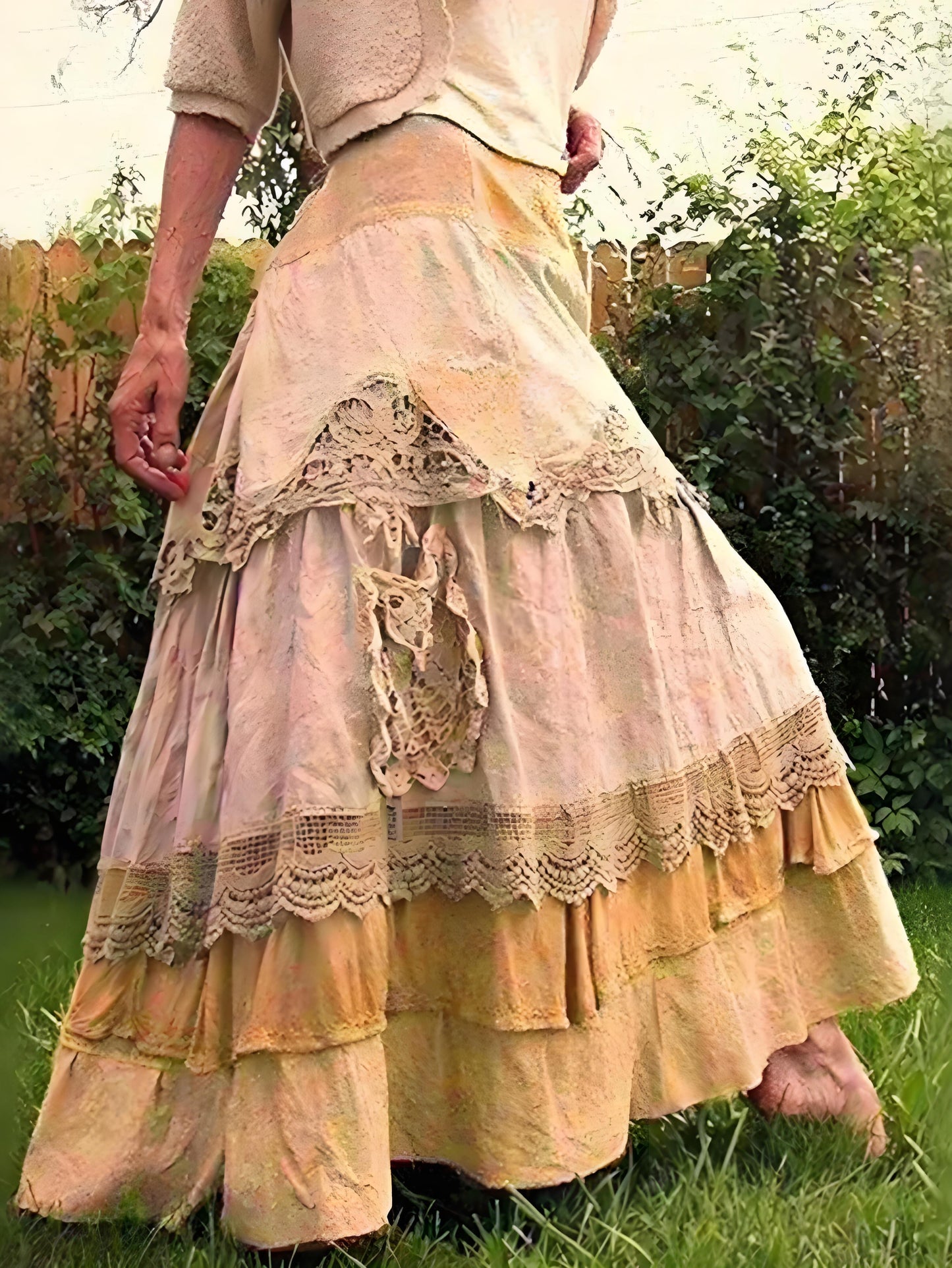 Colorblocked lace-up paneled colorblocked cotton cake skirt bustier skirt