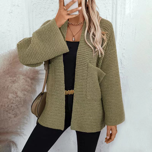 Women's Cardigan Green Knitted Sweater
